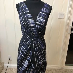 Banana Republic blue black checkered v neck dress